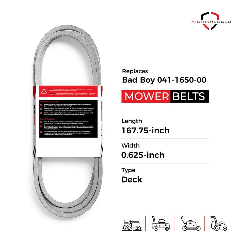 MightyRugged 041-1650-00 Deck Belt Replacement for Bad Boy Mowers - Belt Length 167.75" - Heavy-Duty, Durable, Aramid Cord Deck Replacement for 041-1650-00 Bad Boy Belt - Image 2